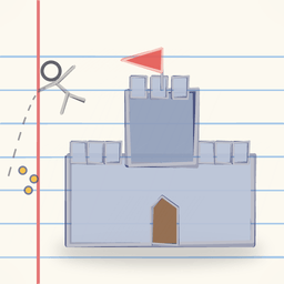 Doodlefort app icon showing a stick figure flung past a crayon castle.